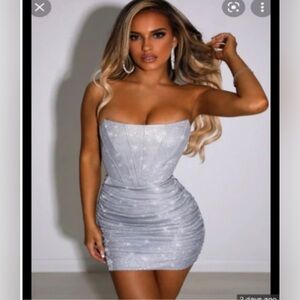 Strapless Silver Mini Dress - Elegant Party Dress
